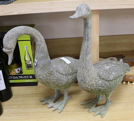 Two metal geese Tallest H.50cm.